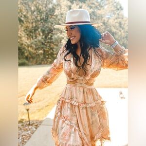 Vici Peach Floral Mini Dress